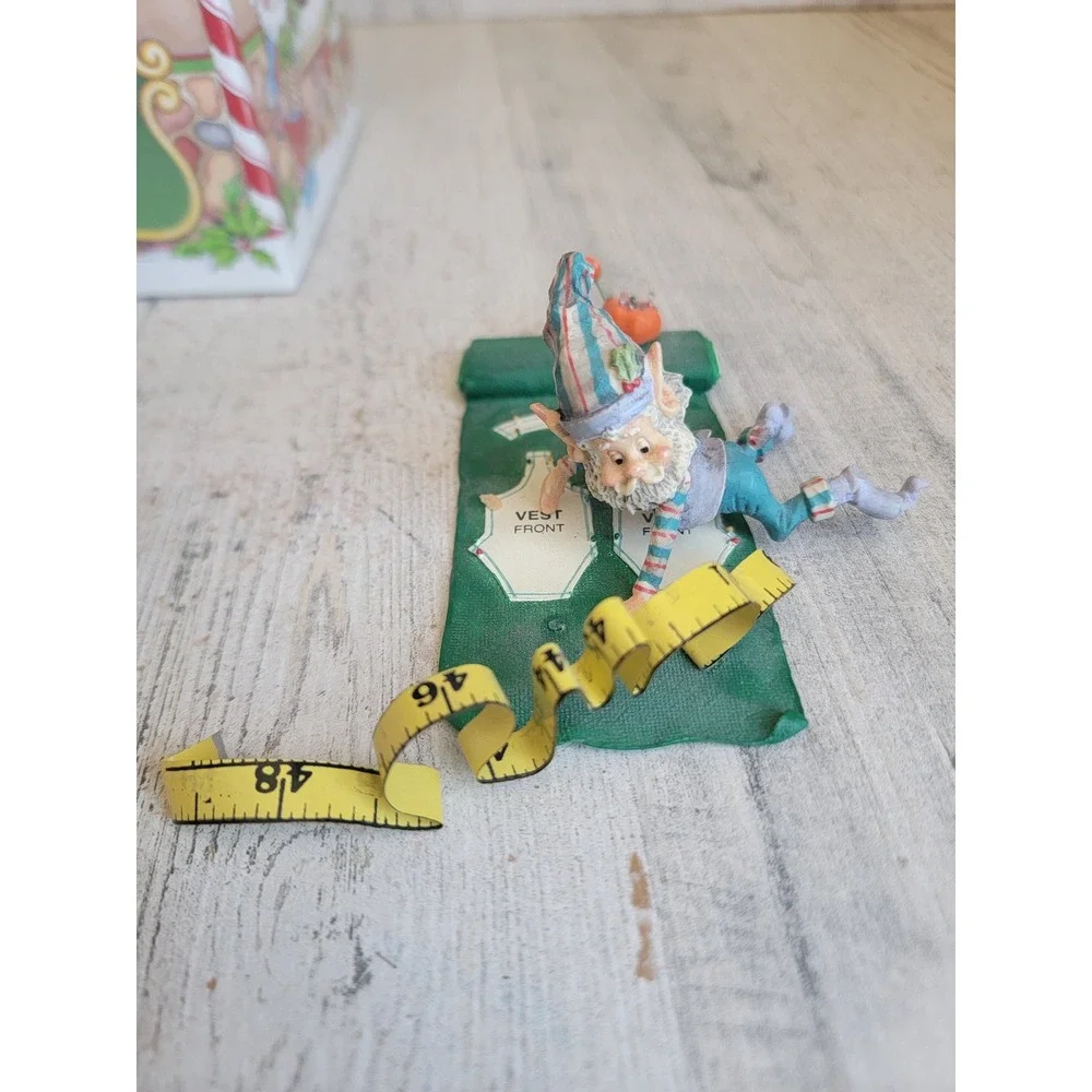 Enesco RARE Pinky AS IS green color variant sewing North Pole Village vintage